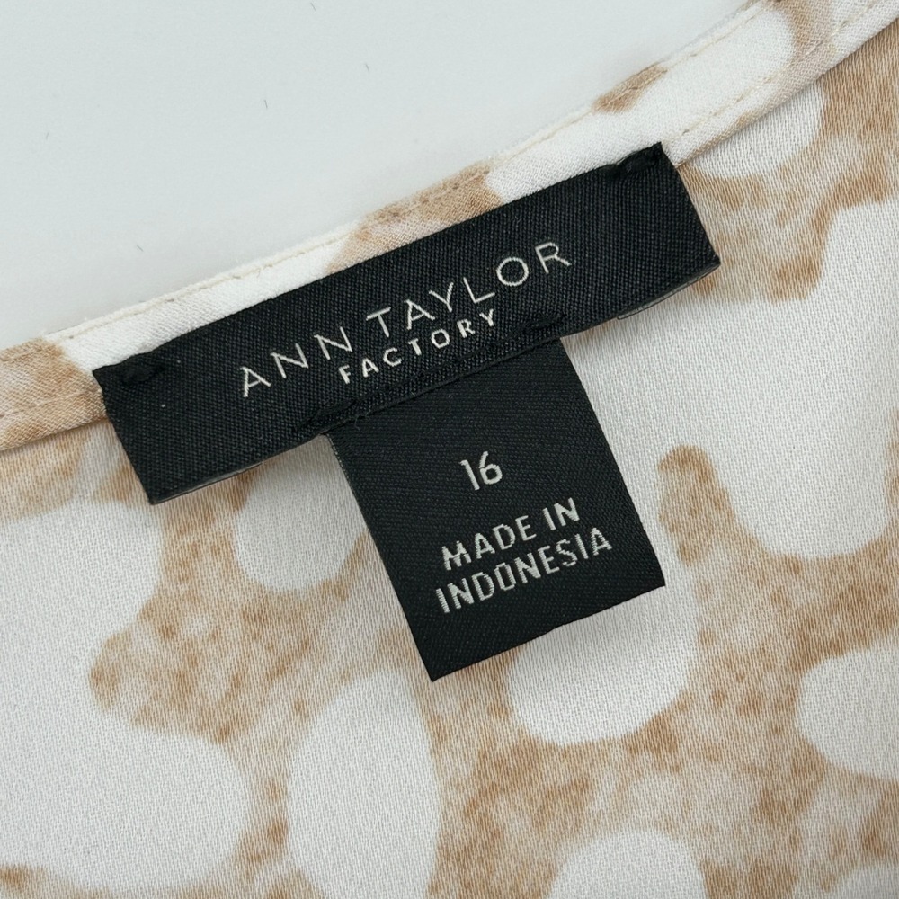 Ann Taylor Factory Tan Leopard Faux Wrap Midi Dress 16 Career Neutral Formal - Picture 5 of 9